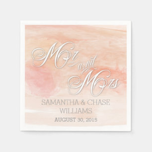 SERVIETTE EN PAPIER MARIAGE MODERNE CORAL WATERCOLOR