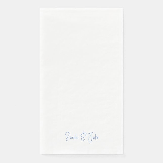 Serviette En Papier Mariage Moderne Écriture Bleue Texte Blanc (Devant)