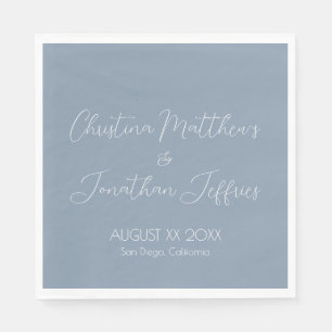 Serviette En Papier Mariage moderne et élégant Dusty Blue