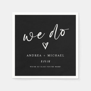 Serviette En Papier Mariage moderne Fun noir et blanc "We Do"