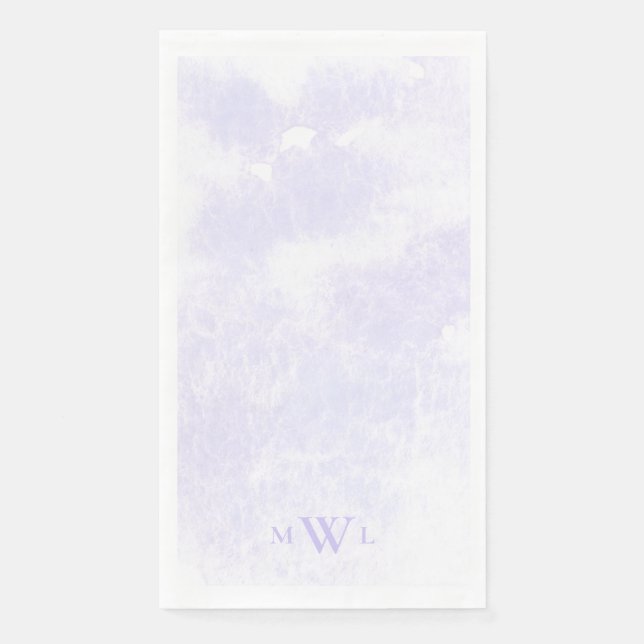Serviette En Papier Mariage Moderne Lavande Monogramme Éclaboussure (Devant)
