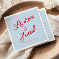 Mariage Moderne Minimaliste Bleu et Rouge