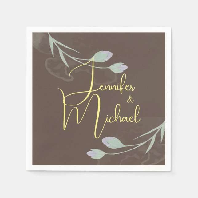 Serviette En Papier Mariage Moderne Minimaliste Plain Calligraphie Nom (Devant)