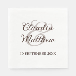 Serviette En Papier Mariage Moderne Minimaliste Script Espresso