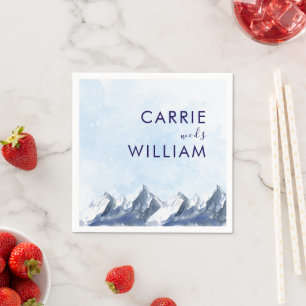 Serviette En Papier Mariage Moderne Montagne Hivernale Motif