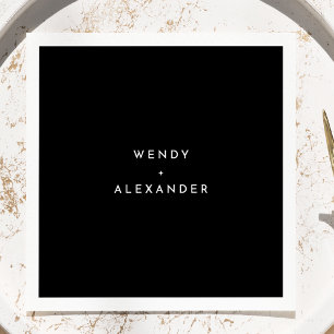 Serviette En Papier Mariage moderne noir