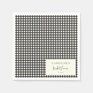 Serviette En Papier Mariage Moderne Noir Blanc Gingham Carreaux Lavabl