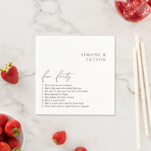 Serviette En Papier Mariage Moderne Noir et Blanc Élégant