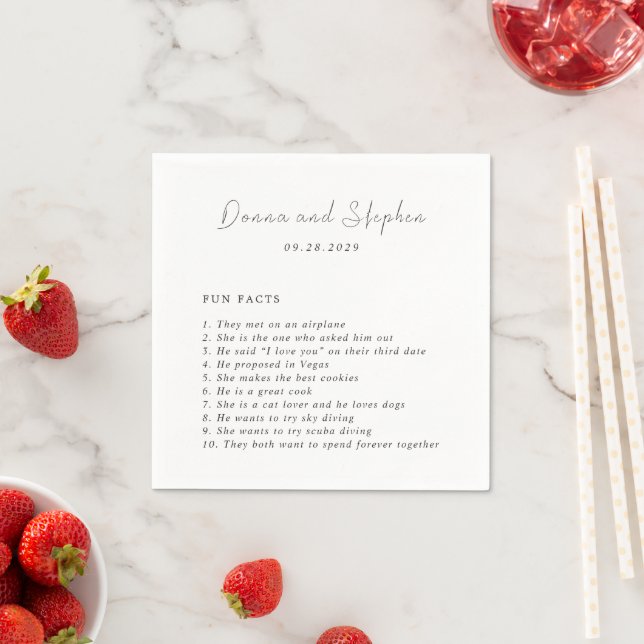 Serviette En Papier Mariage moderne noir et blanc propre (En situation)