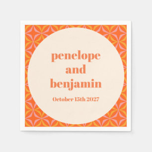 Serviette En Papier Mariage moderne orange du milieu du siècle