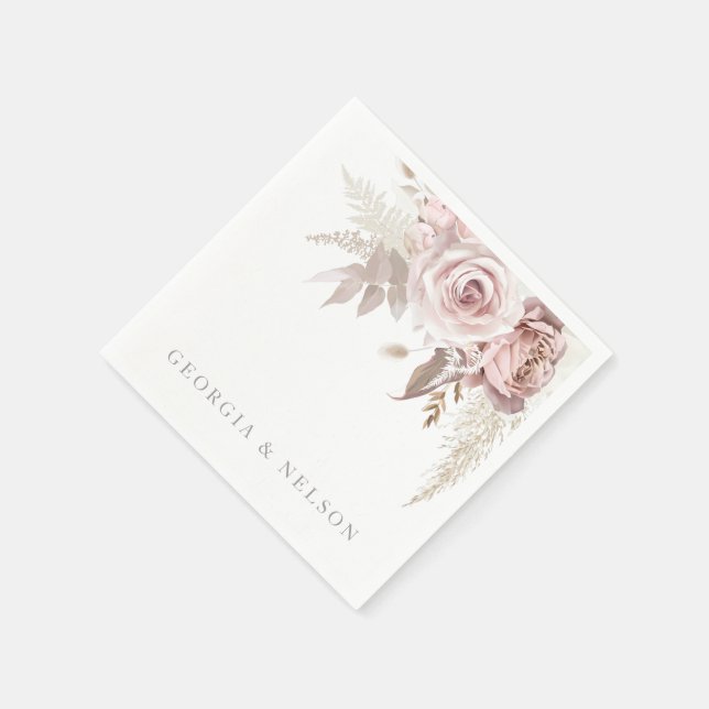 Serviette En Papier Mariage moderne rose pâle (Coin)