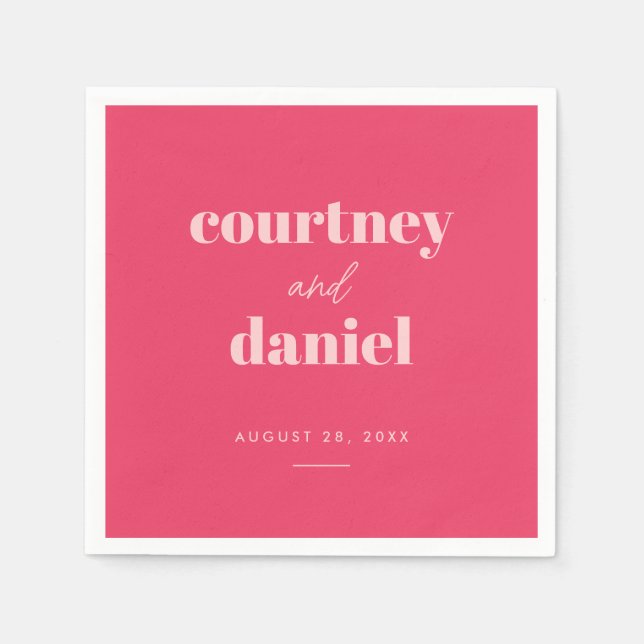 Serviette En Papier Mariage moderne rose tendance (Devant)