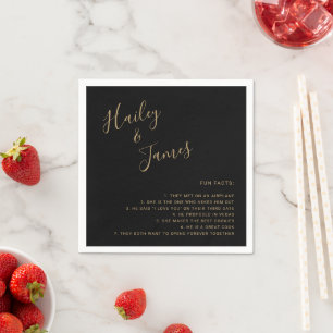 Serviette En Papier Mariage Moderne Simple Noir et Or Faits Amusants