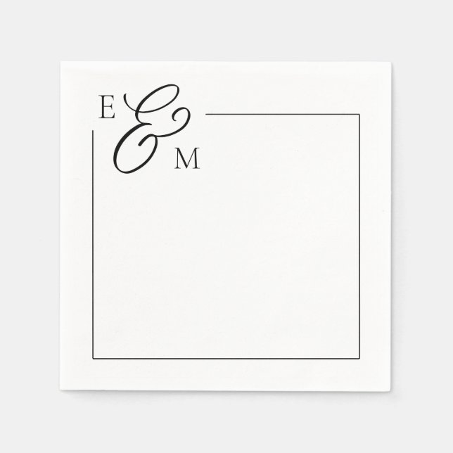 Serviette En Papier Mariage Monogramme classique Napkin (Devant)