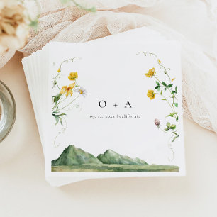 Serviette En Papier Mariage monogramme du Fleur sauvage Boho rustique 