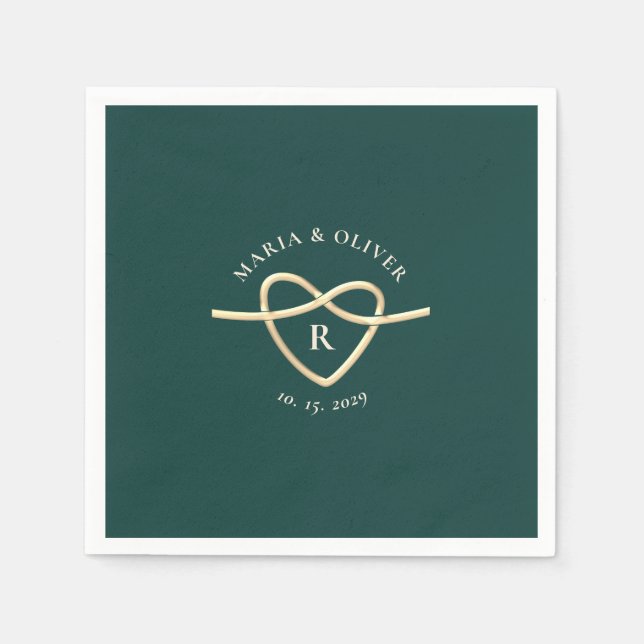 Serviette En Papier Mariage monogramme Emerald Green (Devant)