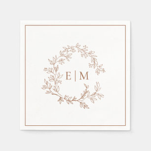 Serviette En Papier Mariage Monogramme en terre cuite moderne