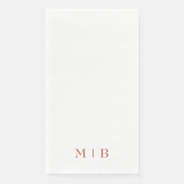 Serviette En Papier Mariage Monogramme en terre cuite simple et élégan (Devant)