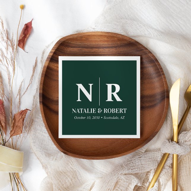 Serviette En Papier Mariage Monogramme Initiales De Mariée Et De Salle (Créateur téléchargé)