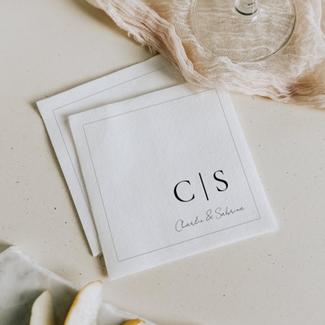 Serviette En Papier Mariage monogramme minimal et classique Napkin (Créateur téléchargé)