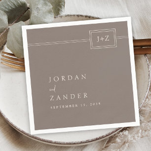 Serviette En Papier Mariage Monogramme minimaliste moderne