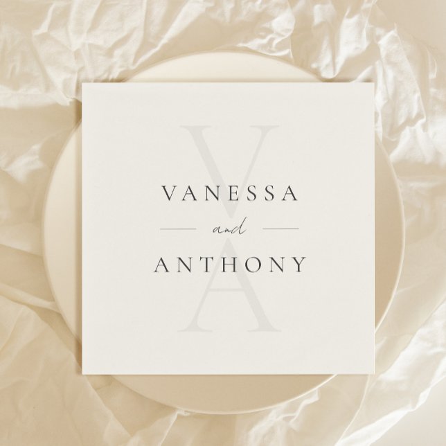 Serviette En Papier Mariage Monogramme minimaliste moderne (Créateur téléchargé)