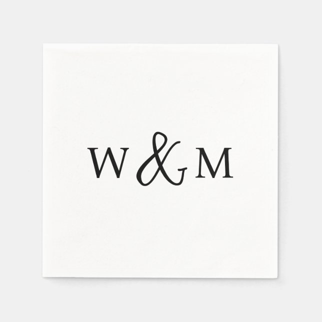 Serviette En Papier Mariage monogramme moderne simple et élégant (Devant)