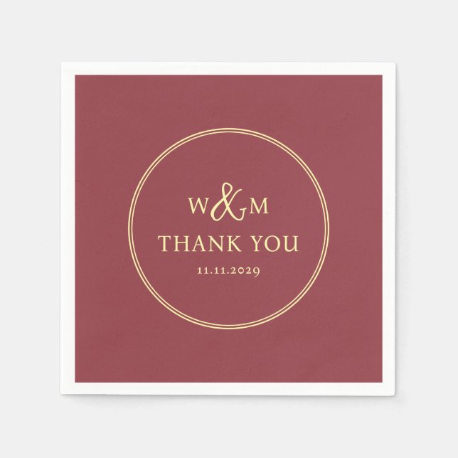 Serviette En Papier Mariage monogramme moderne simple et élégant (Devant)