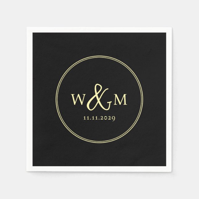 Serviette En Papier Mariage monogramme moderne simple et élégant (Devant)