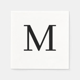 Serviette En Papier Mariage monogramme Napkin Classic Black Design