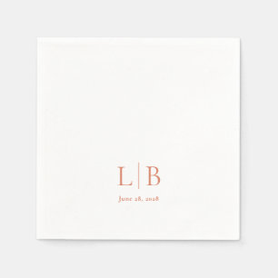 Serviette En Papier Mariage monogramme simple et minimal de agrumes