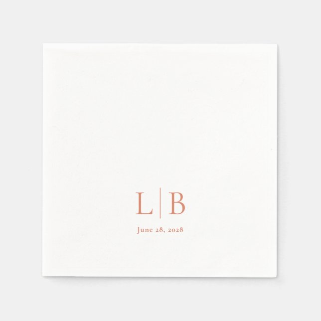 Serviette En Papier Mariage monogramme simple et minimal de agrumes (Devant)