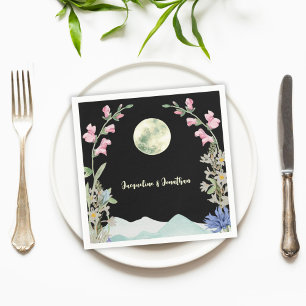 Serviette En Papier Mariage Moon Mountain Fleur sauvage d'aquarelle pe