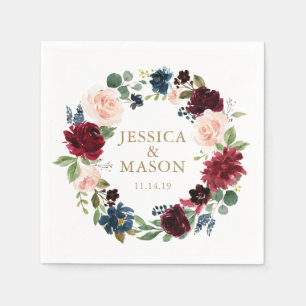 Serviette En Papier Mariage Napkin Burgundy Cocktail Napkin