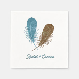 Serviette En Papier Mariage Napkin Deux Plumes
