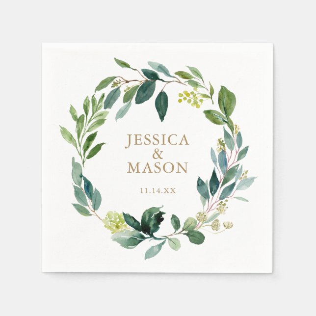 Serviette En Papier Mariage Napkin Greenery Cocktail Napkin (Devant)