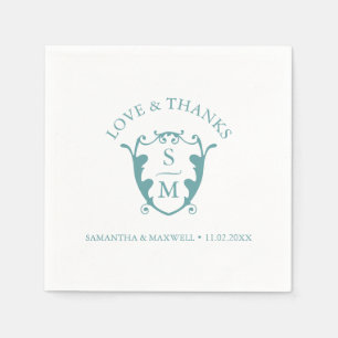 Serviette En Papier Mariage Napkins Modèle Monogramme personnalisé Cre