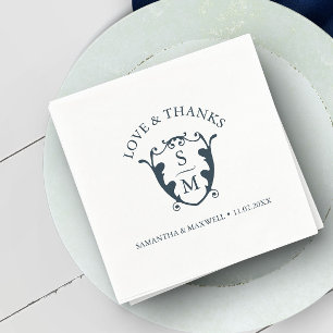 Serviette En Papier Mariage Napkins Modèle Monogramme personnalisé Cre