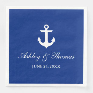 Serviette En Papier Mariage nautique Ancre Bleu D