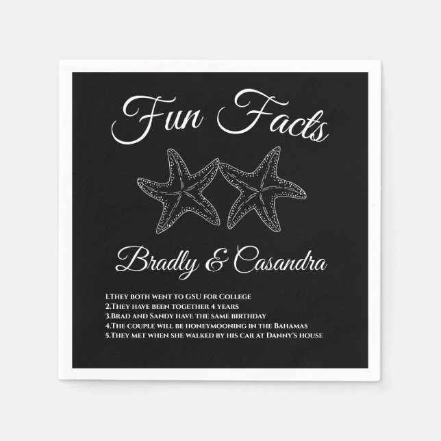 Serviette En Papier Mariage nautique Fun Fun Fun Fact Black and White  (Devant)