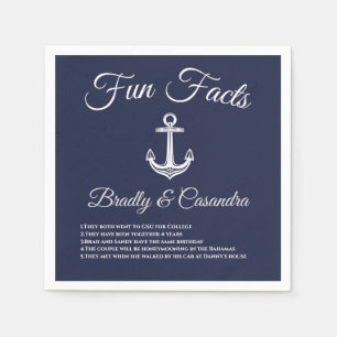 Serviette En Papier Mariage nautique Marine Bleu et Blanc Fun Faits