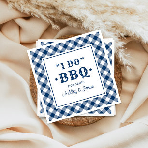 Serviette En Papier Mariage Navy Gingham I Do BBQ