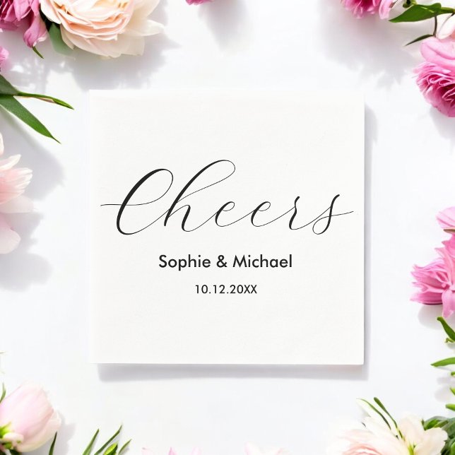 Serviette En Papier Mariage noir blanc Cheveux serviettes (Créateur téléchargé)