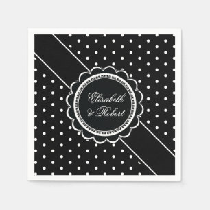 Serviette En Papier Mariage noir et blanc rétro