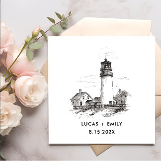 Serviette En Papier Mariage noir foncé du phare marin nautique