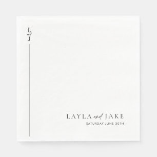 Serviette En Papier Mariage noir minimaliste moderne serviettes LAYLA