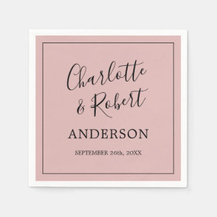 Serviette En Papier Mariage noir rose Rose Dusty personnalisé