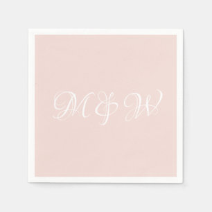 Serviette En Papier Mariage noir rose script monogramme papier personn