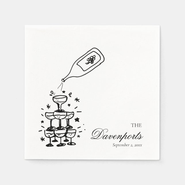 Serviette En Papier Mariage nuptiale de la tour Champagne sur mesure (Devant)