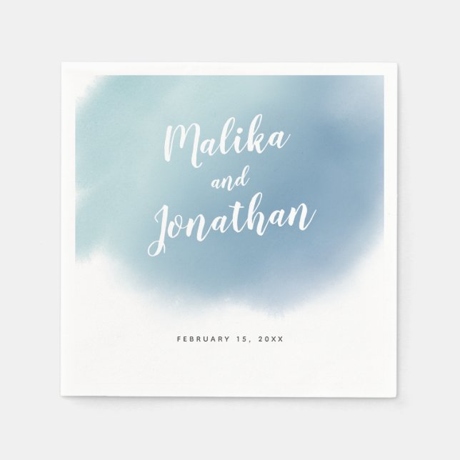 Serviette En Papier Mariage Ombre moderne bleu et vert (Devant)